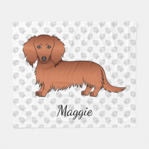 Rode Langharige Dachshund Lieve Cartoon Hond & Naa Fleece Deken
