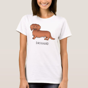 Rode Langharige Dachshund Lieve Cartoon Hond & Tek T-shirt