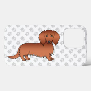 Rode Langharige Dachshund Schattige Cartoon Hond & iPhone 13 Pro Hoesje