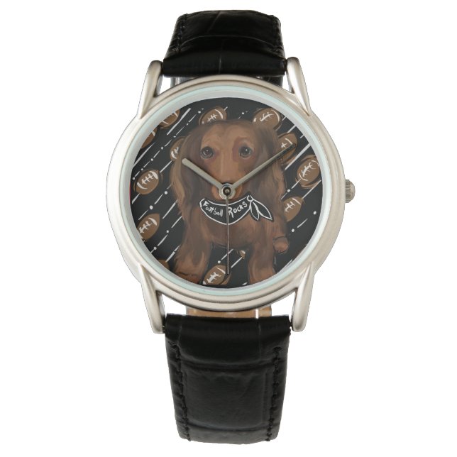 Rode langharige doxies horloge (Voorkant)