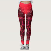 Rode Leggings met Bull Running In Sterrennacht (Voorkant)