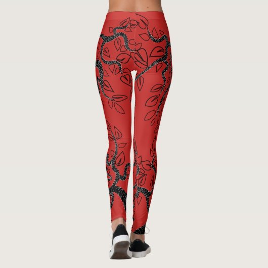Rode Leggings met Trees Design - Kies Kleur (Achterkant)