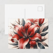 Rode Lelie Bloem Esthetische Waterverf Briefkaart (Voorkant / Achterkant)