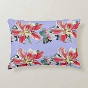 Rode lelie Lila Mauve Lelies bloemendecor kussen