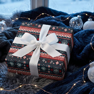 Rode Lelijke Kersttrui Fair Isle Gift Wrap Cadeaupapier