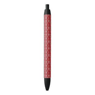 Rode lelijke kersttrui patroon zwarte inkt pen