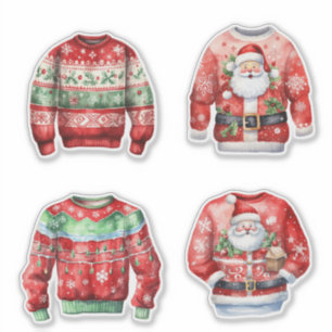 Rode lelijke kersttruien sticker