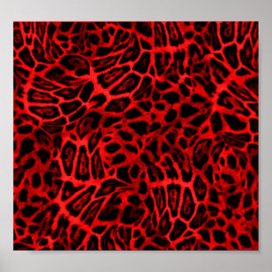 RODE LEOPARD WOBBLE PATTERN ACHTERGRONDEN WALLPAPE POSTER