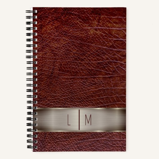 Rode leren monogram notitieboek (Voorkant)