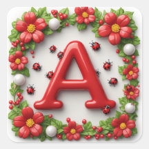 🐞 Rode Letter A met Lieveheersbeestjes Klaprozen