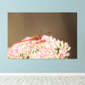 Rode libel foto canvas afdruk (Insitu (Houten vloer))