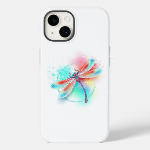 Rode libel op waterverf achtergrond Case-Mate iPhone 14 hoesje