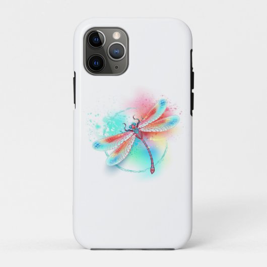 Rode libel op waterverf achtergrond Case-Mate iPhone case (Achterkant)