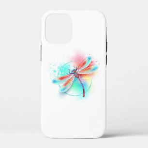 Rode libel op waterverf achtergrond iPhone 12 mini hoesje
