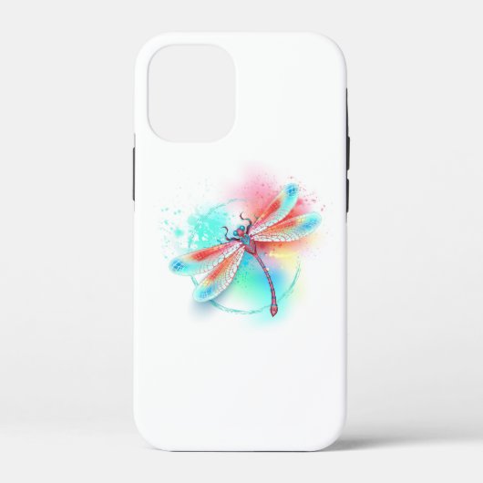 Rode libel op waterverf achtergrond Case-Mate iPhone case (Achterkant)