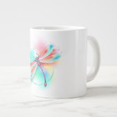 Rode libel op waterverf achtergrond extra grote beker (Voorkant rechts)