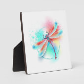 Rode libel op waterverf achtergrond fotoplaat (Voorkant)