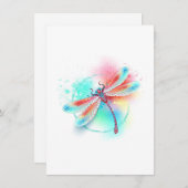 Rode libel op waterverf achtergrond informatiekaartje (Voorkant / Achterkant)