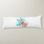 Rode libel op waterverf achtergrond lichaamskussen (Achterkant)