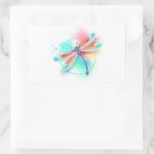 Rode libel op waterverf achtergrond rechthoekige sticker (Tas)