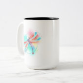 Rode libel op waterverf achtergrond tweekleurige koffiemok (Voorkant links)