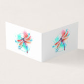 Rode libel op waterverf achtergrond visitekaartjes (Buitenkant)