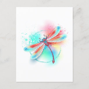 Rode libellen op waterverf achtergrond aankondigingskaart