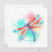 Rode libellen op waterverf achtergrond bedankkaart (Voorkant / Achterkant)