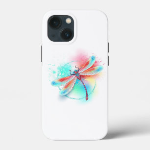 Rode libellen op waterverf achtergrond iPhone 13 mini hoesje