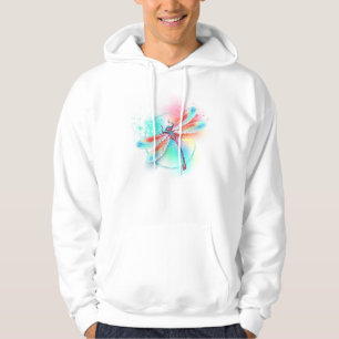 Rode libellen op waterverf achtergrond hoodie