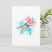 Rode libellen op waterverf achtergrond kaart (Staand voorkant)