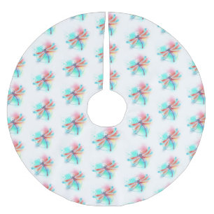 Rode libellen op waterverf achtergrond kerstboom rok