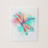 Rode libellen op waterverf achtergrond legpuzzel (Verticaal)