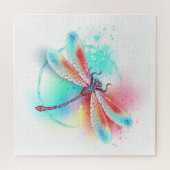 Rode libellen op waterverf achtergrond legpuzzel (Horizontaal)