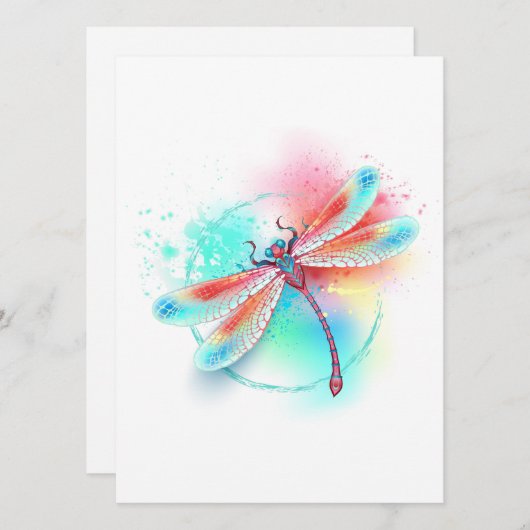 Rode libellen op waterverf achtergrond save the date (Voorkant / Achterkant)