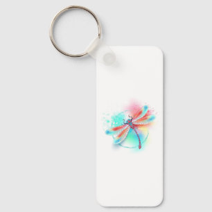 Rode libellen op waterverf achtergrond sleutelhanger