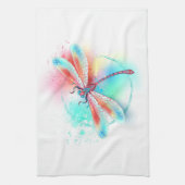 Rode libellen op waterverf achtergrond theedoek (Verticaal)