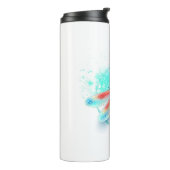 Rode libellen op waterverf achtergrond thermosbeker (Gedraaid links)