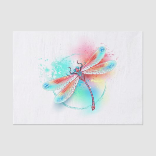 Rode libellen op waterverf achtergrond tissuepapier (Voorkant)