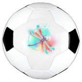 Rode libellen op waterverf achtergrond voetbal (Gedraaid)