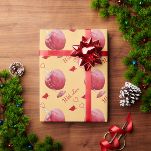 Rode liefde hart gevormd romantisch brandende kaar cadeaupapier