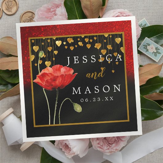 Rode Liefde Rozen Bruiloft Cocktail Servetten