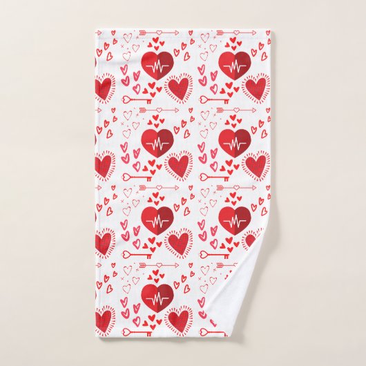 Rode liefdesharten en pijlpapier handdoek (Handdoek)