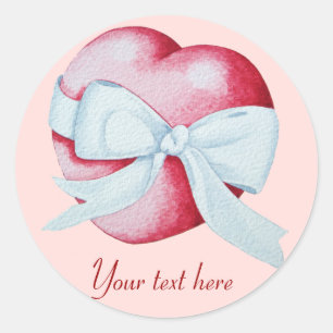 Rode liefdesharten gebonden met een witte boog ronde sticker