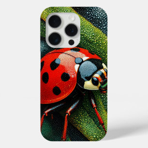 Rode lieveheersbeestje bloemrijke natuur esthetiek iPhone 15 pro case