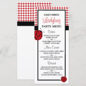 Rode lieveheersbeestje Kinderverjaardagsfeestje Me Menu (Voorkant / Achterkant)