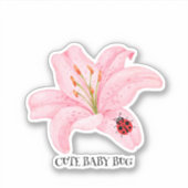 Rode lieveheersbeestje roze lelie bloem aangepaste sticker (Voorkant)