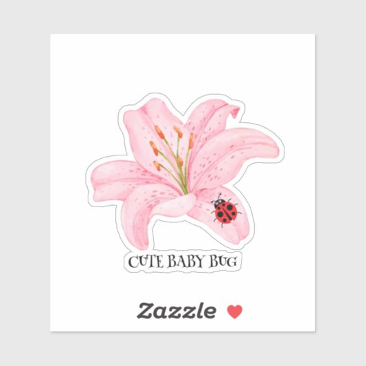 Rode lieveheersbeestje roze lelie bloem aangepaste sticker (Vel)