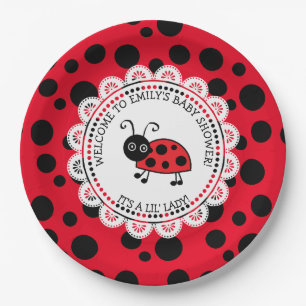 Rode lieveheersbeestje thema Baby shower Papieren Bordje