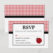 Rode lieveheersbeestje verjaardagsfeestje voor kin RSVP kaartje (Voorkant / Achterkant)